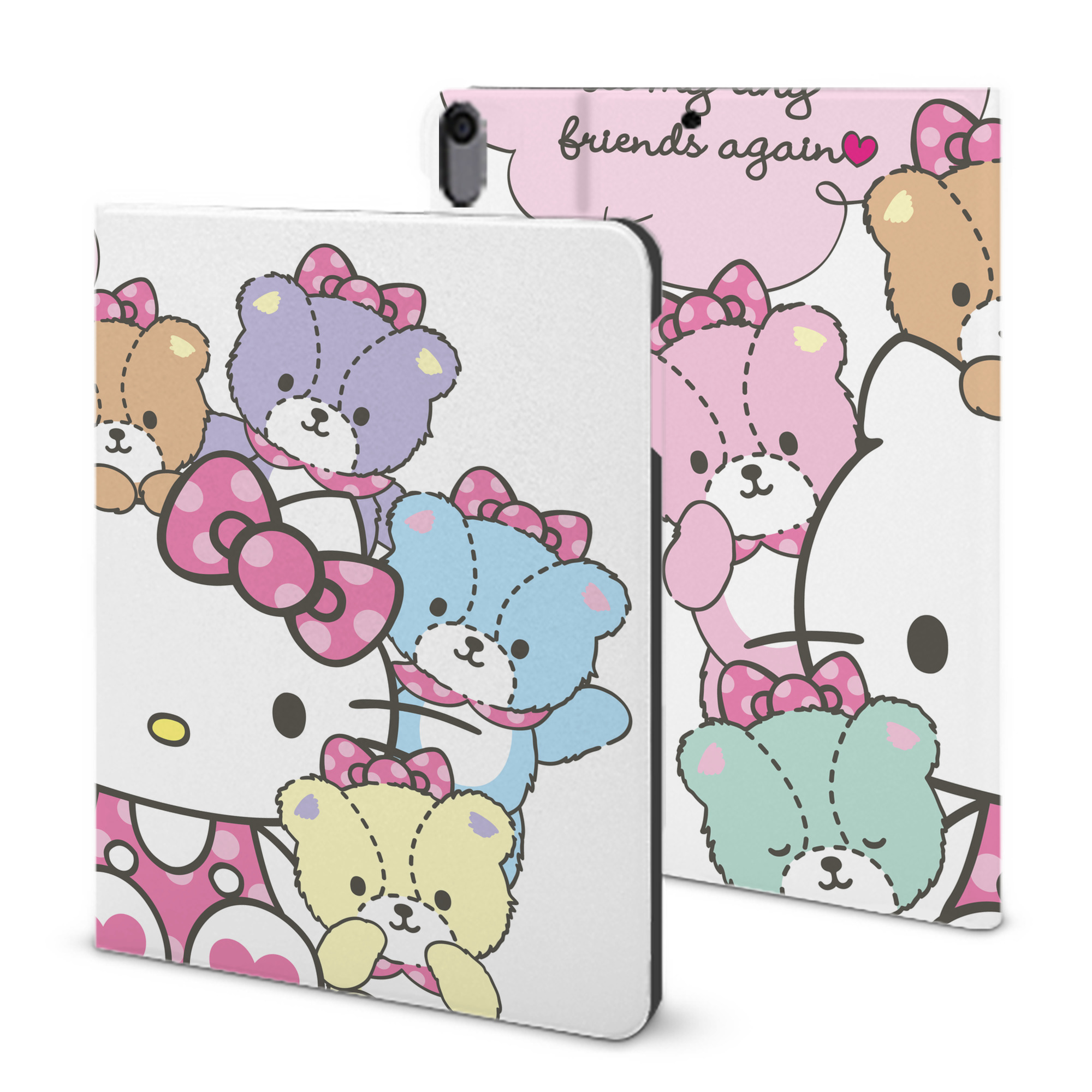 （画像用） Hello Kitty ハローキティ IPad ケース ブック型 PUレザー TPU 耐衝撃 軽量 薄型 ペン収納なし 全面保護 IPad 各モデル対応